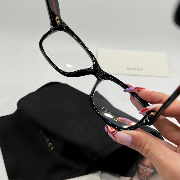 NEW Gucci GG0343O Black Striped Arm Unisex Eyeglass Frames - Picture 6 of 8